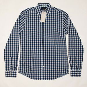 SCOTCH & SODA Men’s Navy White Gingham Button-Up Shirt Size Medium
